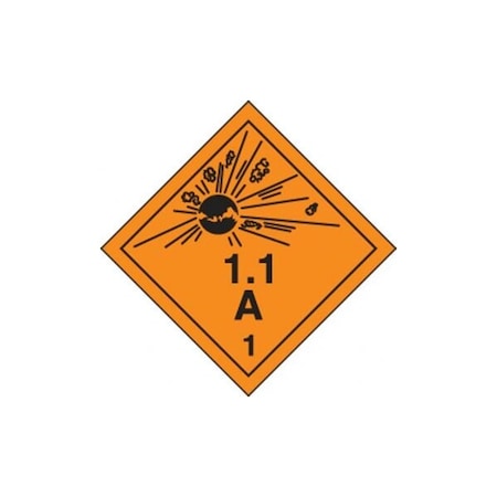 Accuform TDG PLACARD CLASS 1 273MM X 273MM TCP101MG10 TCP101MG10